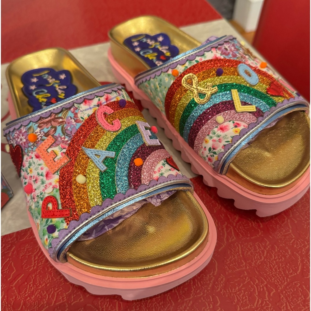 NIB Irregular Choice Peace ☮️ Heart ❤️ Sandals Size Women’s EU 37 (US 6)